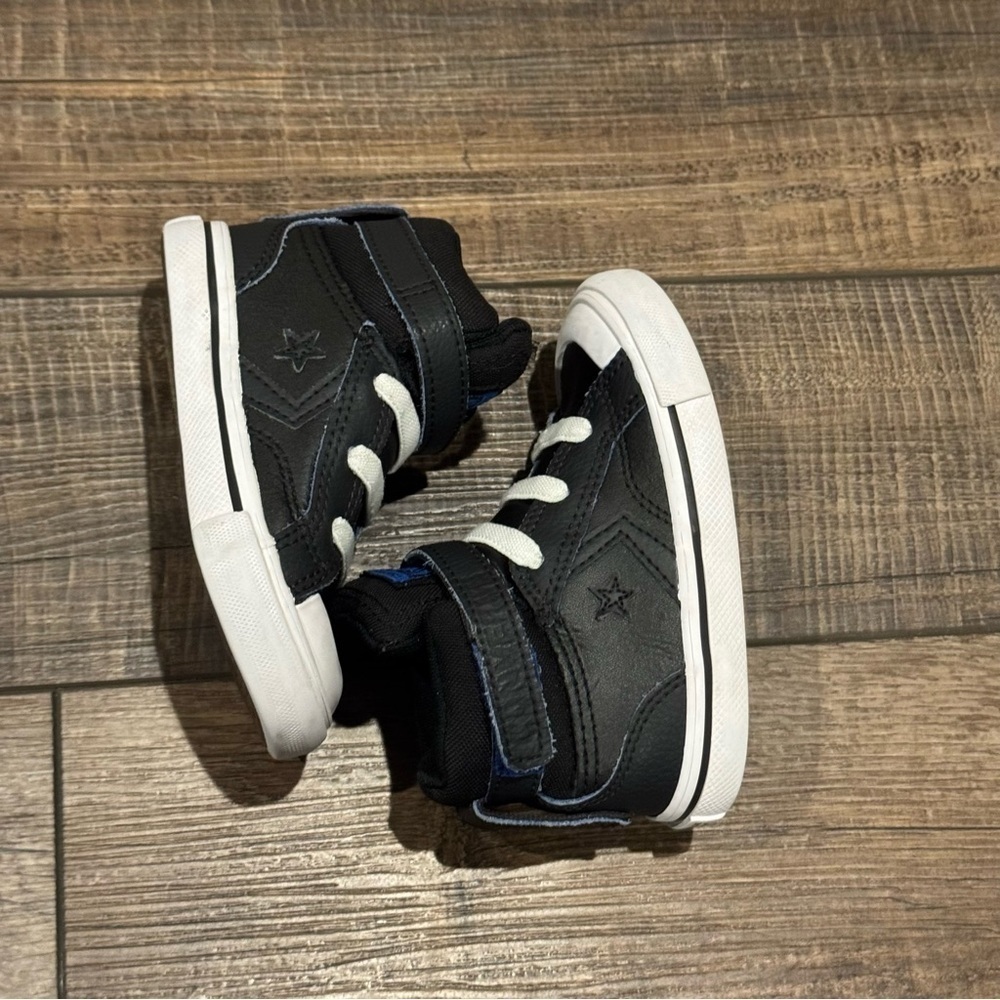 Converse All Star Chuck Taylors Leather High Top Black Shoes Toddler 7 - Picture 9 of 11